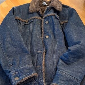 Denver Hayes Blue Denim Jacket with Brown Faux Fur